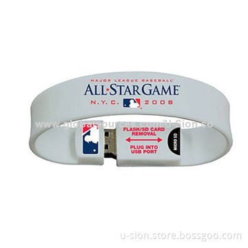 Silicone Bracelet USB Flash Drive with 512MB to 64GB Memory Capacity Range, Customized Logo
